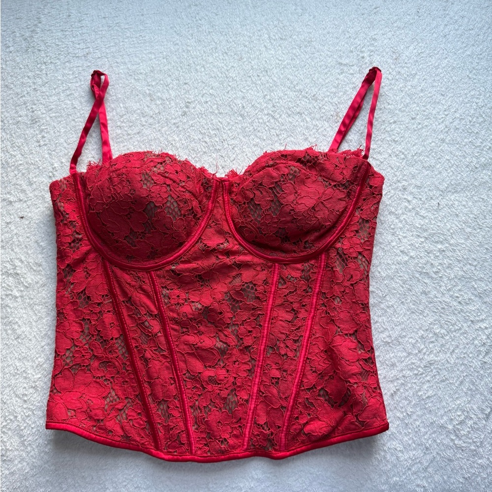Red lace corset medium